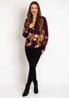 Guess Rita Floral Satin Blouse, Plum