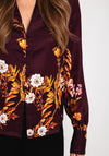 Guess Rita Floral Satin Blouse, Plum