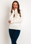 Guess Pearl Embellished Logo, Roll Neck Sweater, White