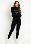 Guess Pearl Embellished Logo, Roll Neck Sweater, Black