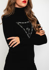 Guess Pearl Embellished Logo, Roll Neck Sweater, Black