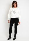 Guess Womens Embroidered 4G Logo Sweater, Off White