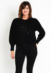 Guess Womens Embroidered 4G Logo Sweater, Black