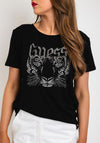 Guess Logo Tiger Design T-Shirt, Black