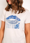 Guess Rhinestone Lips Print T-Shirt, Stone