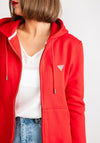 Guess Jeans Womens Logo Full Zip Hoodie, Red