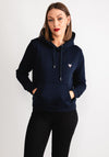 Guess Womens Mini Patch Logo Hoodie, Navy