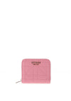 Guess Assia Quilted Zip Round Small Wallet, Pink