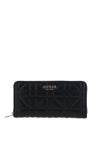 Guess Assia Quilted Zip Round Small Large Wallet, Black