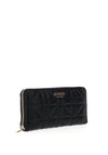 Guess Assia Quilted Zip Round Small Large Wallet, Black