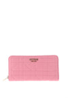 Guess Assia Quilted Zip Round Large Wallet, Pink