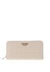 Guess Assia Quilted Zip Round Large Wallet, Stone