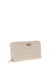 Guess Assia Quilted Zip Round Large Wallet, Stone