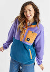 Harper & Lewis Aries Unisex Popper Neck Fleece, Purple and Teal