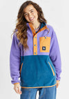 Harper & Lewis Aries Unisex Popper Neck Fleece, Purple and Teal