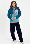 Harper & Lewis Aries Unisex Popper Neck Fleece, Teal and Pink