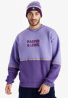 Harper & Lewis Taran Unisex Colour Block Sweatshirt, Purple