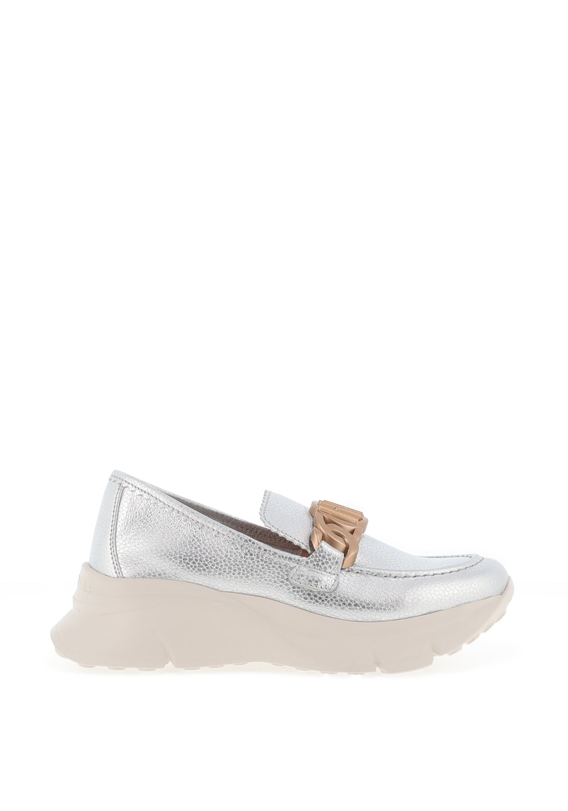 Hispanitas Hawaii Leather Platform Loafer, Silver - McElhinneys