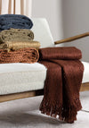 Riva Hoem Morni Tassel Fringe Throw, Chestnut