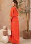 Hope & Ivy The Alana Beaded Wrap Maxi Dress, Orange