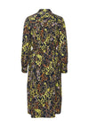 Ichi Belted Waist Floral Midi Shirt Dress, Total Eclipse