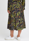 Ichi Floral Print A-line Midi Skirt, Total Eclipse