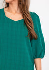 ICHI Cervino Sweetheart Neckline Textured Blouse, Green