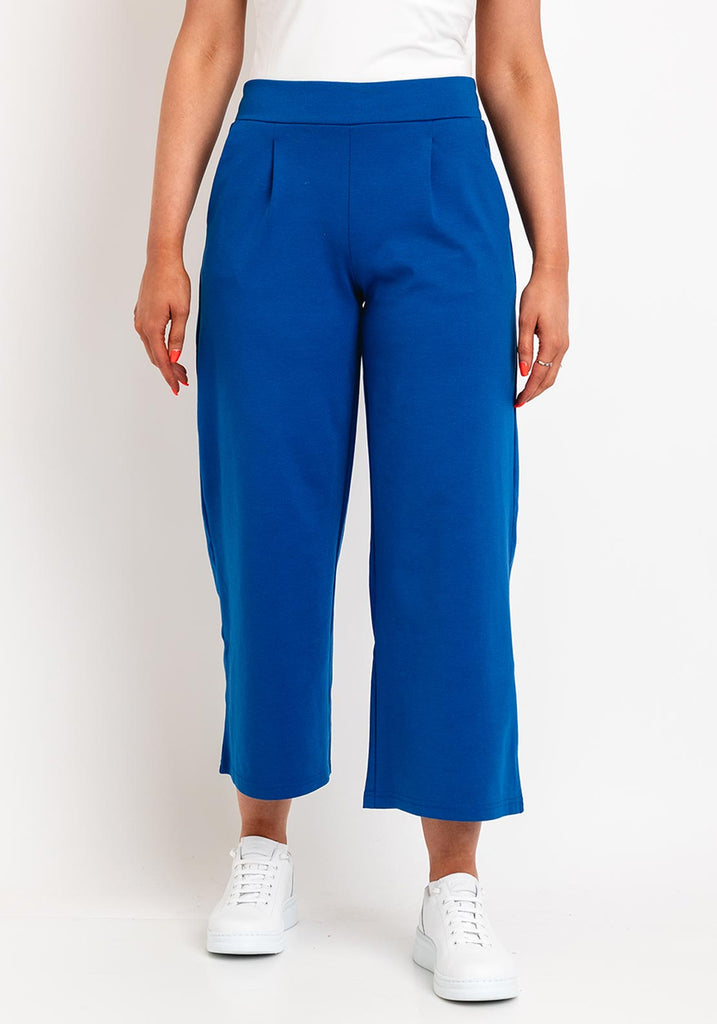 High Waisted Crop Wide Leg Pant | Blue