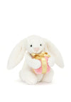 Jellycat Bashful Bunny With Present, White