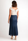 John Charles Contrast Colour Fluted Dress, Navy & Gold