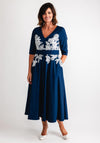 John Charles Floral Waist A-Line Maxi Dress, Navy & Ivory