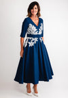 John Charles Floral Waist A-Line Maxi Dress, Navy & Ivory