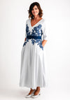 John Charles Floral Waist A-Line Maxi Dress, Silver & Navy