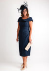 John Charles Ruched Bardot Neck Dress, Navy