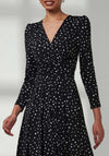 Jolie Moi Rafella Long Sleeve Midi Dress, Black Spot