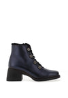 Jose Saenz Velvet Frill Trim Heeled Ankle Boots, Metallic Navy