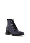 Jose Saenz Velvet Frill Trim Heeled Ankle Boots, Metallic Navy