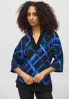 Joseph Ribkoff Check Print Tunic Top, Black and Blue