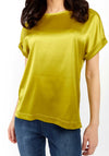 Joseph Ribkoff Casual Crew Neck Satin Top, Wasabi