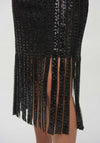 Joseph Ribkoff Sequin Fringe Trim Midi Dress, Black