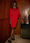 Joseph Ribkoff Satin Bow Sleeve Shift Dress, Red