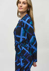 Joseph Ribkoff Grid Print Jersey Wrap Dress, Blue