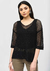 Joseph Ribkoff Sequinned Crochet Sweater, Black