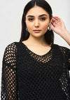 Joseph Ribkoff Sequinned Crochet Sweater, Black