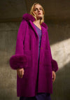 Joseph Ribkoff Faux Fur Fluffy Knit Jacket, Purple