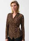 Joseph Ribkoff Leopard Print Wrap Top, Brown