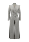 Joseph Ribkoff Glitter Wrap Wide Leg Jumpsuit, White Gold