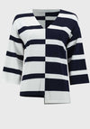 Joseph Ribkoff Striped V Neck Jumper, Navy and White