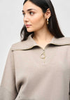 Joseph Ribkoff Oversized Zip Neck Jumper, Taupe