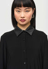 Joseph Ribkoff Faux Leather Trim Shirt, Black